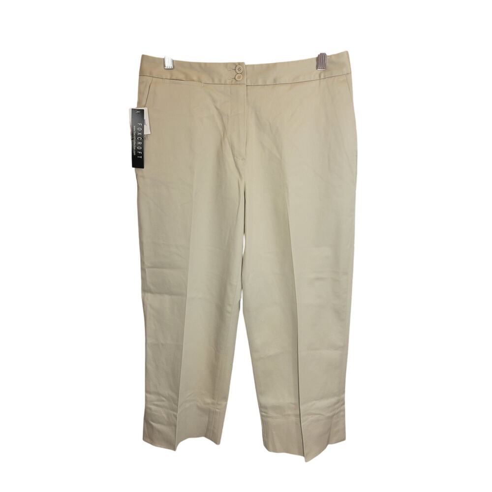NEW Foxcroft Dress Pants no iron Beige Chino Cropped Casual Women's Size 8